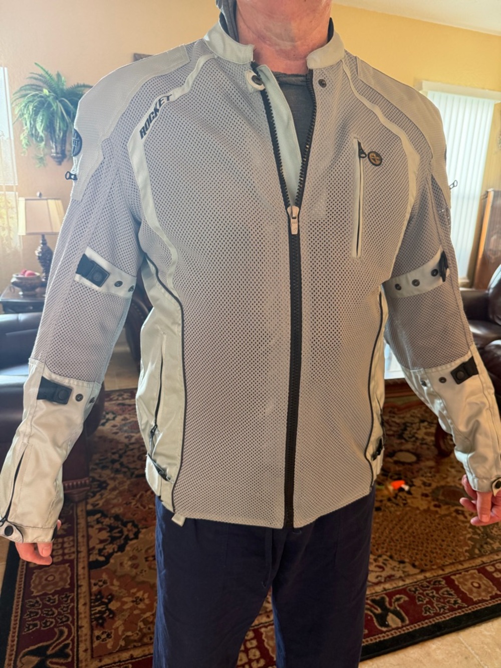 Joe Rocket Men's Light Gray Mesh Motorcycle Jacket